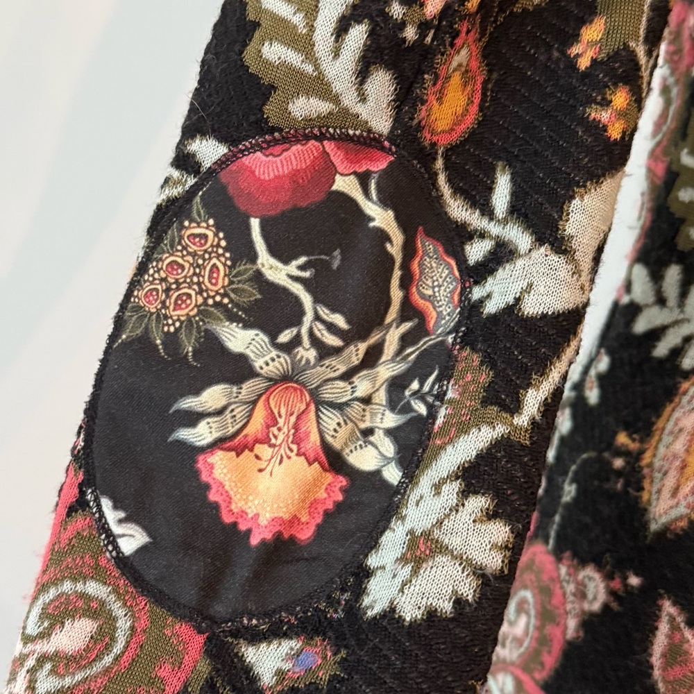 ✨ Aldo Martins Floral Knit Blazer Jacket Elbow Patch Cuffed Sleeve Barcelona S - Picture 11 of 16